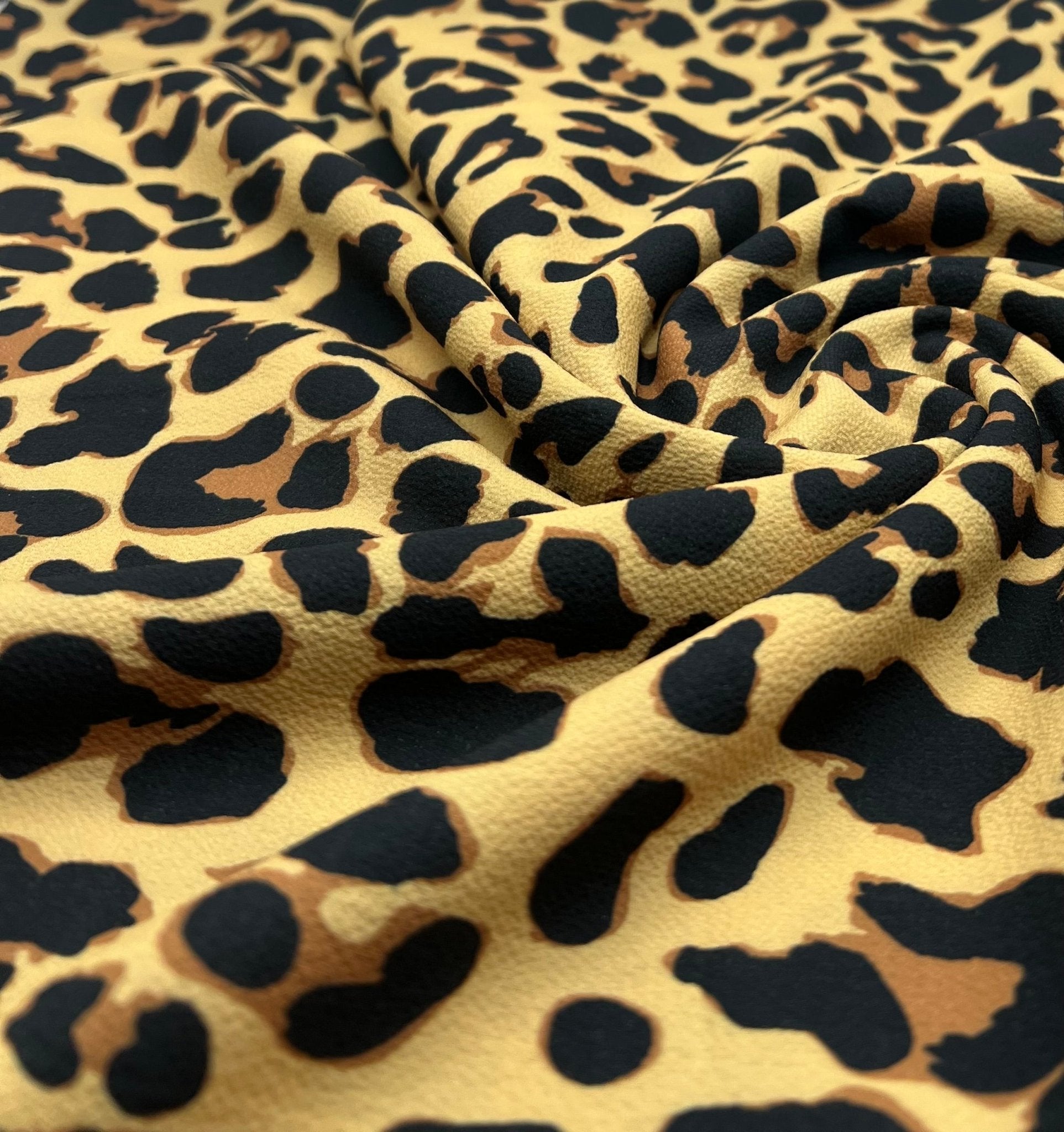 Brown Animal Print Lightweight Bubble Crepe Fabric - T9 Fabrics